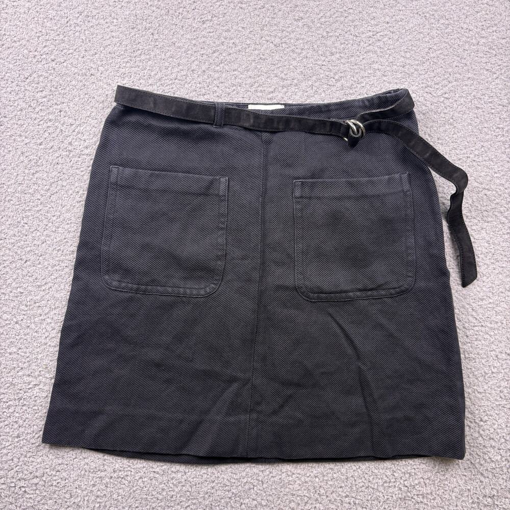 Dries Van Noten Skirt Womens 34 Black Linen Blend Patch Pocket Belted